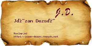 Józan Dezső névjegykártya